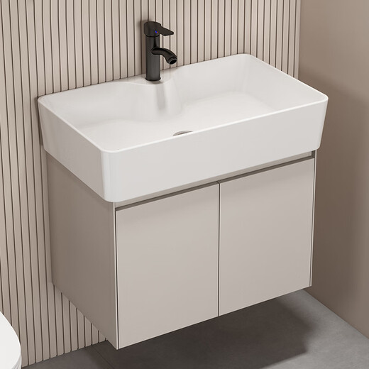 DAFIFY小户型浴室柜陶瓷一体卫生间洗手盆柜组合阳台洗漱池奶油风洗脸盆 1188吊柜4837cm