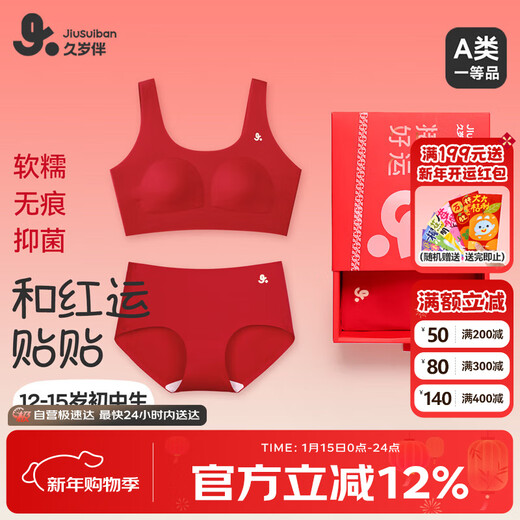 Long-lasting children's growth gift box 12-15-year-old girl underwear set girl's birth year big red girl bra
