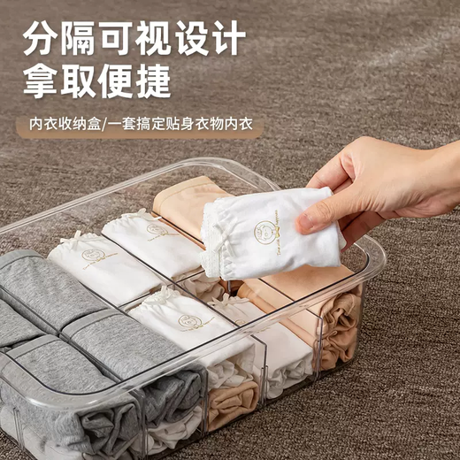 Yusenyi Clothes Underwear Organizing Underwear Socks Storage Box Transparent Household Partition Wardrobe Layered Artifact Drawer Basket White Transparent 10-Gate Short Underwear Storage Floor-Standing With Lid