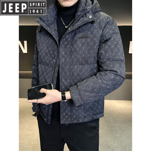 JEEP Мужской пуховик Jeep с капюшоном, новинка 2026 года, зимняя высококачественная утолщенная морозостойкая одежда с принтом, теплая мужская куртка, модный зеленый L