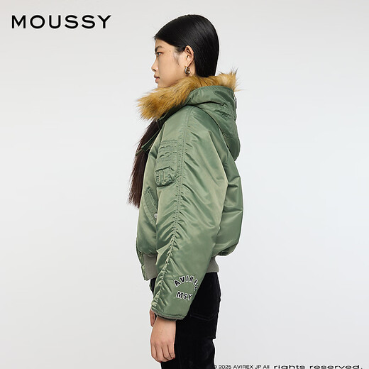 Moussy x AVIREX cooperation model 2026 early spring new fur collar flight jacket 010IAF01-5641 150 military green one size