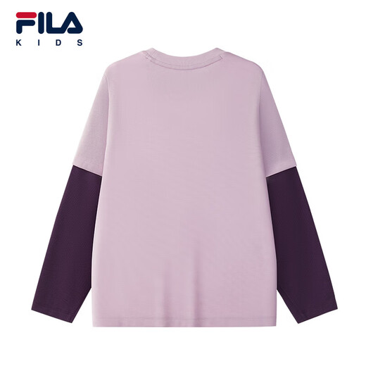 FILA Children's Clothing Long T Category 2025 Autumn New Men's and Women's Long Sleeve T-shirts for Medium and Large Children Blushed Purple-VT 130