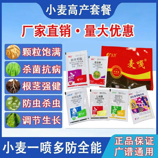 Wheat package, one spray, three preventions, wheat production increase, disease prevention, antibacterial, insecticide, anti-falling, strong seedlings, increase production package, 10-in-1 (1 mu package)