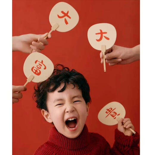 Fantasy New Year photo props, festive small fans, scene decorations, photo studio New Year photo props, riches and wealth + mini fans