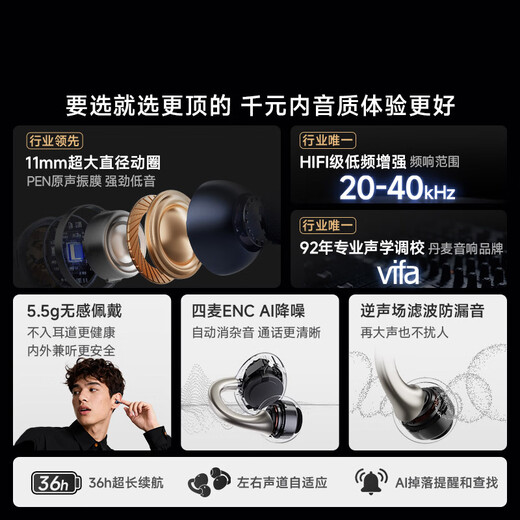 ViddaV11 ear clip Bluetooth headset, back-to-school gift, open wireless headset, comfortable to wear for a long time, lossless sound quality, smart call noise reduction, long battery life