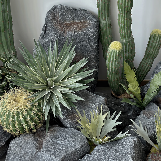 Irregular PU fake stone foam sculpture rockery shopping mall landscaping shooting window hotel green plant landscape stone ornaments yellow 2