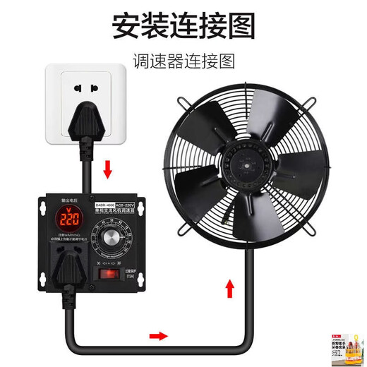 220V electronic voltage regulator single-phase AC adjustable motor controller fan fan stepless temperature adjustment and dimming upgrade 4000W (wiring type)