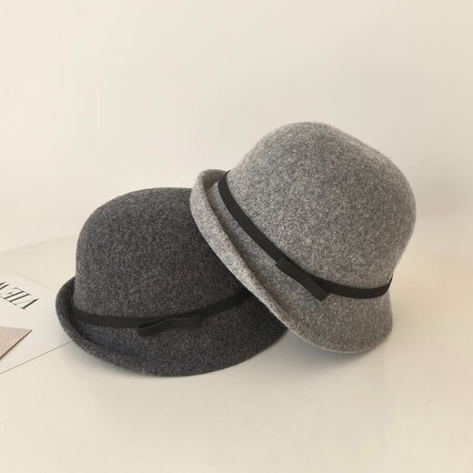 Woodpecker (TUCANO) simple ladylike style wool knitted top hat for women in autumn and winter, elegant and warm, showing face, little fisherman hat, bow basin hat, khaki color, adjustable (53-59cm head circumference)