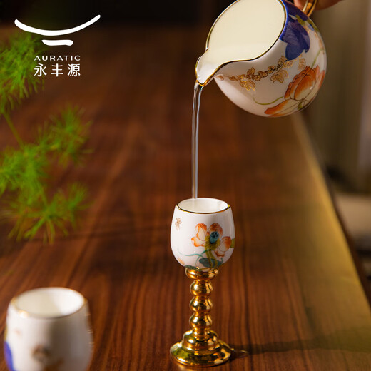 Yongfengyuan 3-head Happy Heming white wine glass and wine dispenser set Ceramic spirit glass goblet Happy Heming 3-head wine set