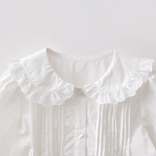 MARC&JANIE Elegant and sweet girls pure cotton collar shirt 2026 spring new style 560169 off-white 110 (recommended height 101-110)