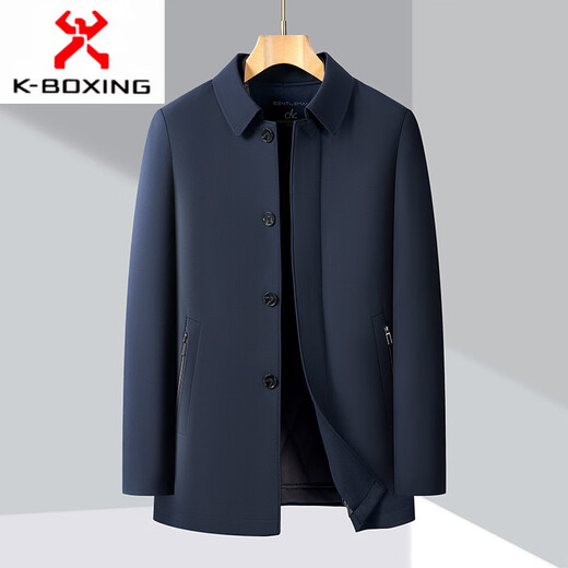 KBXNG Jinba business men's cotton padded coat, thickened and warm, removable liner cotton coat, winter new middle-aged and elderly dad's padded jacket 2352 Navy blue M 170/48