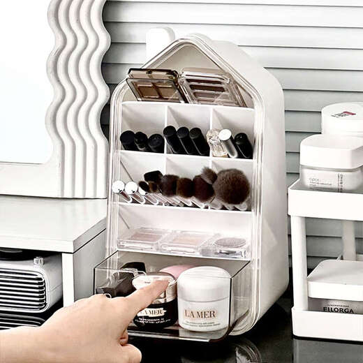 Yusenyi makeup brush storage tube large capacity desktop cosmetics storage rack drawer type facial mask lipstick eye shadow storage box big house + oblique insertion box thickened large capacity
