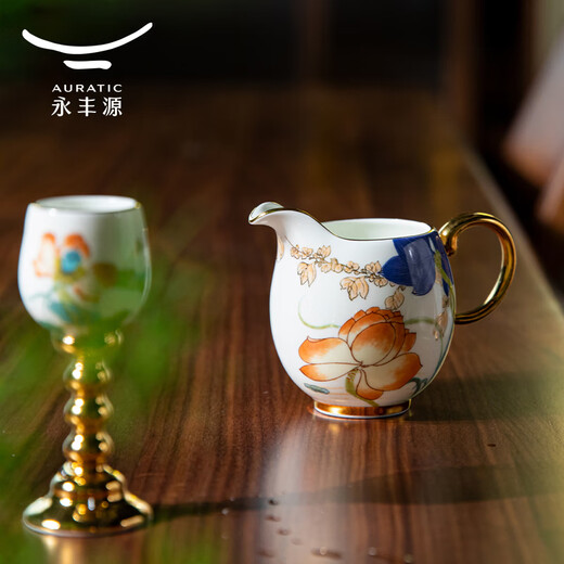 Yongfengyuan 3-head Happy Heming white wine glass and wine dispenser set Ceramic spirit glass goblet Happy Heming 3-head wine set