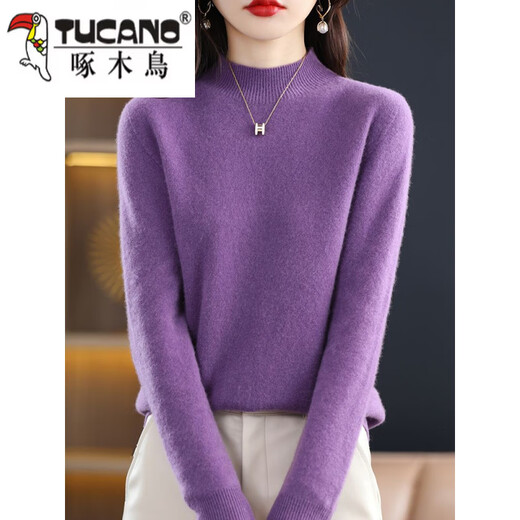 Woodpecker (TUCANO) wool fleece first-line ready-to-wear Merino 100 wool sweater women's half turtleneck long-sleeved fleece sweater autumn and winter knitted official flagship Klein Blue S