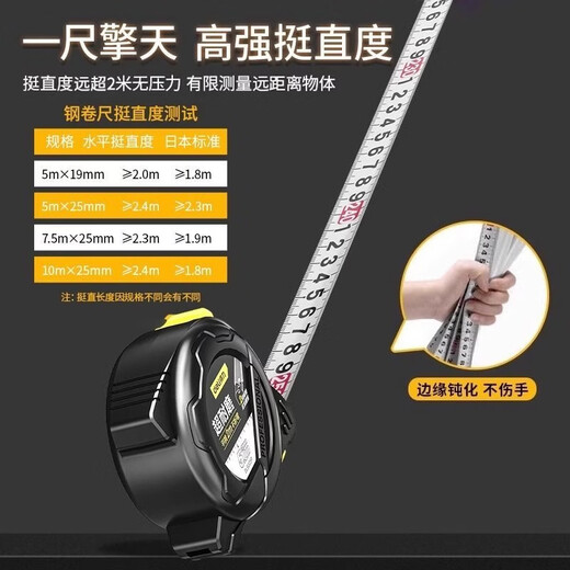 Deli tape measure 5 meters 10 meters high-precision box ruler thickened wear-resistant ring ruler steel tape measure 3 meters measuring ruler meter ruler 5m*25mm nylon coated steel tape measure DL9025P