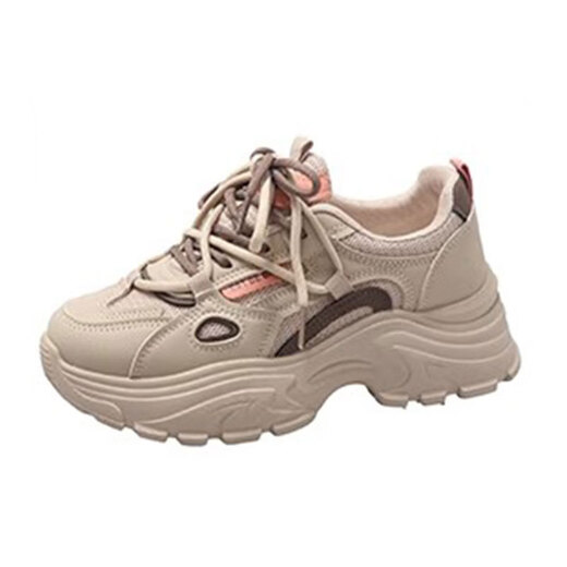 OLJ luxury high-end brand women's shoes breathable dad shoes 026 latest white shoes thick soles small sports shoes showing feet black and white upgraded solid soft sole 36