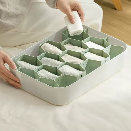 Yusenyi Sock Drawer Divider Honeycomb Compartment Underwear Storage Box Wardrobe Storage Grid Honeycomb Organizing Artifact Quiet Gray (16 pieces Recommended for a family of three