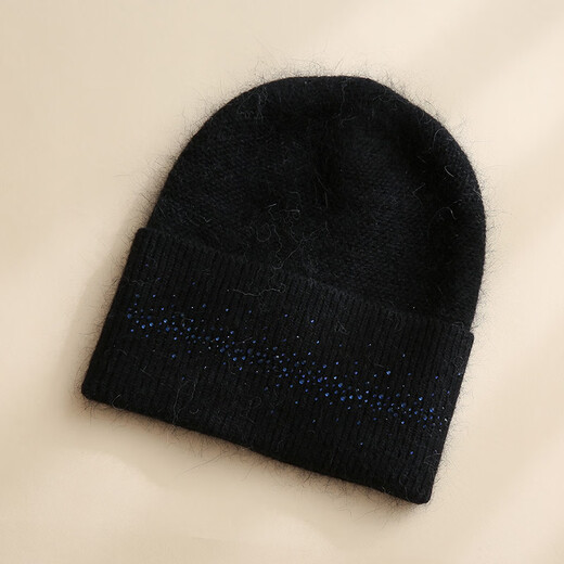 Hengyuanxiang Autumn and Winter Rabbit Wool Hat Women's Korean Style Trendy Casual Versatile Baotou Hat Warm Knitted Pile Hat Women Black One Size