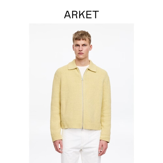 ARKET Men's Cotton Loose Zipper Long Sleeve Knitted Jacket Yellow Spring New Style 1317704001 Yellow M 175/100A