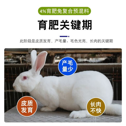 OIMG rabbit premix meat rabbit pup baby rabbit rabbit premix fattening rabbit feed female rabbit premix major manufacturer Sino-US Puco 4% rabbit premix 4 Jin Jin equals 0.5 kg, buy 4 get 1 free, get 5 bags, mixable material 500 Jin Jin equal to 0.5 kg