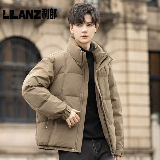 Мужской пуховик с воротником-стойкой Lilang, новинка 2026 года, зимнее утолщенное хлебное пальто, короткая модная повседневная теплая куртка Xuanwu, черный (новый национальный стандарт 90, бархат, бархат с защитой от высверливания) 3XL (170-200Jin Jin равен 0,5 кг)