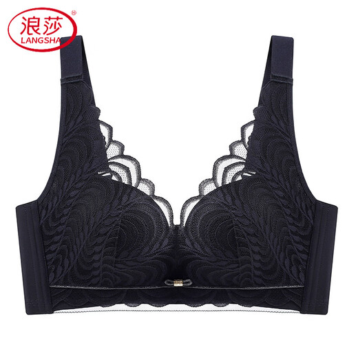 LangSha Year of the Horse zodiac year underwear for women with small breasts, push-up, adjustable top support, anti-sagging latex red bra and panties set, black single piece 90B 40