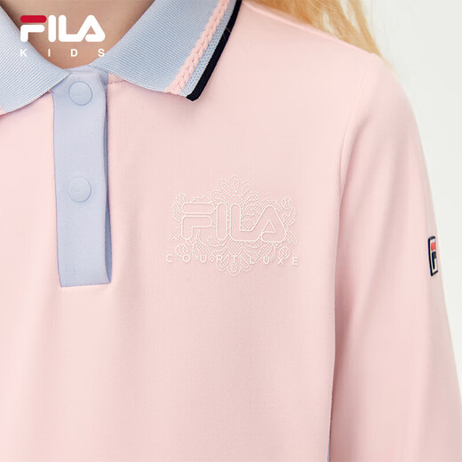 FILA children's clothing long-sleeved T-shirt 2025 winter new style girls and children loose sports POLO shirt hazy pink-LP 120