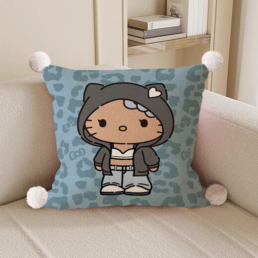 Hello, strange guy, KT cat pillow, cute cartoon animation peripheral cushion pillow, student dormitory nap bed sleeping gift, leopard print kt cat 3, white hair ball, double-sided pattern 35X35, pillowcase does not contain core