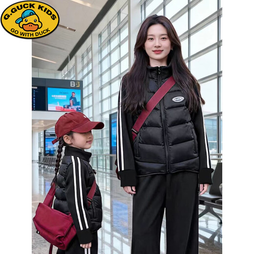 G.duck family of four whole family parent-child cotton clothing 2025 winter clothing mother and daughter clothing warm and stylish versatile coat cotton clothing red 100 cm