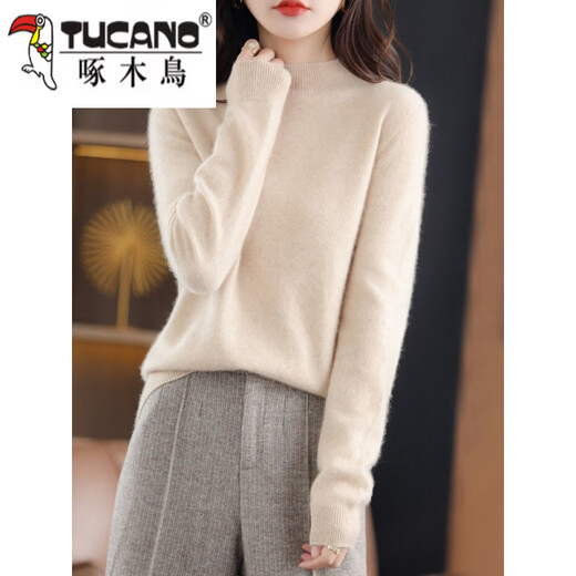 Woodpecker (TUCANO) wool fleece first-line ready-to-wear Merino 100 wool sweater women's half turtleneck long-sleeved fleece sweater autumn and winter knitted official flagship Klein Blue S