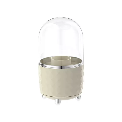 Yusenyi Yimijia cosmetics storage box high-end large-capacity makeup brush rotating desktop dressing table dust-proof storage box milky silver without lid milky silver without lid