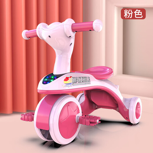 New children's tricycle pedal car with music stroller 1-6 years old baby sliding bicycle baby stroller 606 pink + music