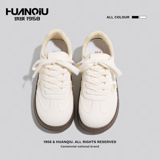 Global Campus Style Moral Training Shoes 2026 Spring New Sneakers Fair Isle White Shoes Cute Casual Shoes Beige 38