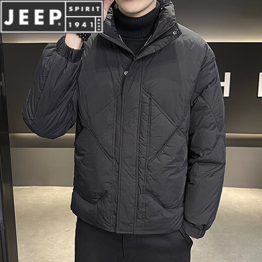 JEEP SPIRIT Down Jacket Men's Jacket Winter 2025 New Slim Short Men's Fashion K-Style Handsome Thickened and Warm Black M