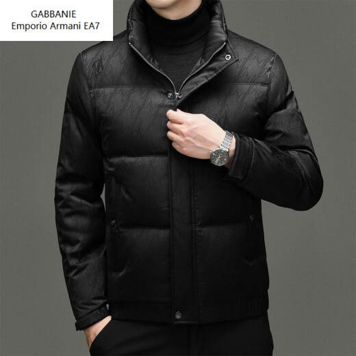 Emporio Armani EA7 Armani winter men's white duck down jacket high-end casual thickened warm short stand-up collar jacket men's fashion black M