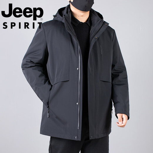 JEEP SPIRIT Jeep international brand middle-aged men's winter large size mid-length down jacket plus fat plus size daddy outfit removable black #816 3XL recommended 170-180Jin Jin equals 0.5kg Select
