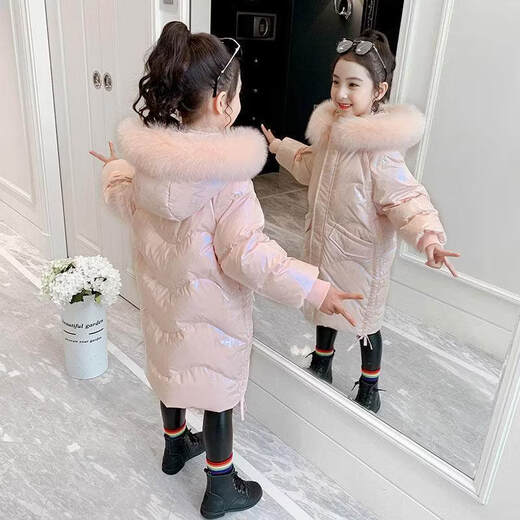 G.duck baby girl down jacket new shiny no-wash trendy winter coat 2025 new plus velvet warm jacket trendy pink 120