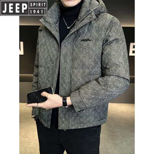 JEEP Мужской пуховик Jeep с капюшоном, новинка 2026 года, зимняя высококачественная утолщенная морозостойкая одежда с принтом, теплая мужская куртка, модный зеленый L