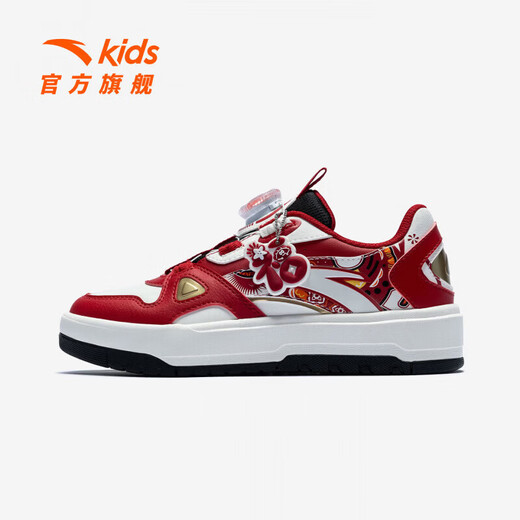 ANTA (ANTA) Good things happen children's sneakers men's spring new Year of the Horse big children's street naughty New Year life series 312618004 Ivory White/Danxia Red/Metallic Gold-1 34 Foot length is about 21.5cm