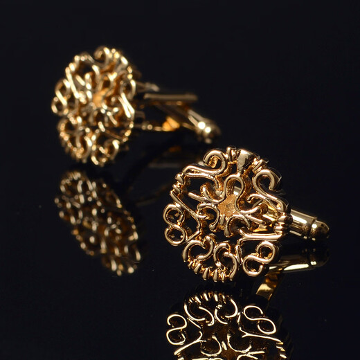 Qiyuemang golden four-leaf clover men's French shirt cuff buttons buttons cuff buttons business formal shirts suits gentleman fashion x117_golden four-leaf clover