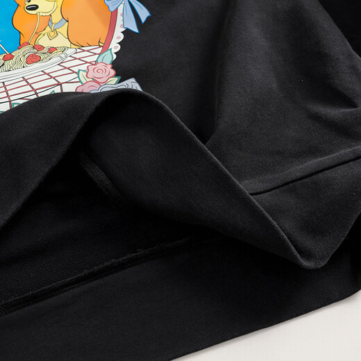 In stock Pingcaina Xiaoshui's same Thai trendy brand retro printed black pullover early autumn casual loose sweatshirt sweatshirt L