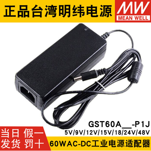 GST60A MEAN WELL power adapter A12/A24/A05/A07/A09/A15/A18/A48 P1J 7 GST60A05-P1J 5V without input line