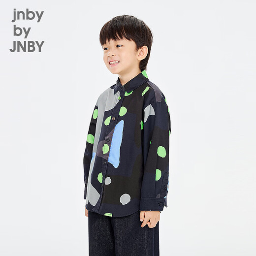 Jnby by JNBY New Jiangnan Buyi children's clothing long-sleeved shirt H-shaped loose shirt collar 26 spring boys and girls 1Q2213590 406/Navy 100 cm