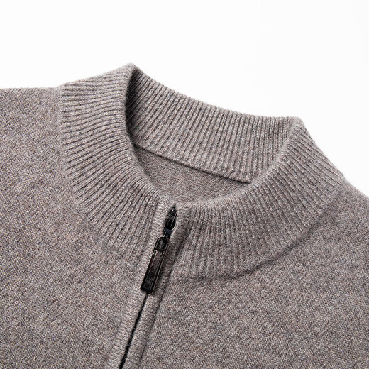 NOSSKISS国际奢侈高档品牌加厚纯羊毛针织开衫男新款秋冬季百搭立领外套男 蓝花灰色 S 【适合100-120斤】