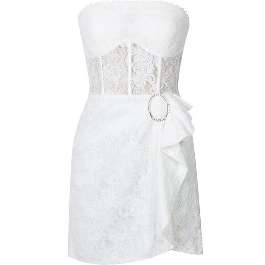 YES BY YESIR Xing Fei's same style YES BY YESIR Ye Qian's original designer new white tube top light dress white S