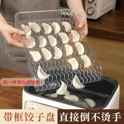 Detif PET dumpling tray, household dumpling placement tray, transparent non-stick rectangular dumpling tray, kitchen dumpling curtain cover, non-slip, non-stick bottom (1 premium dumpling curtain)