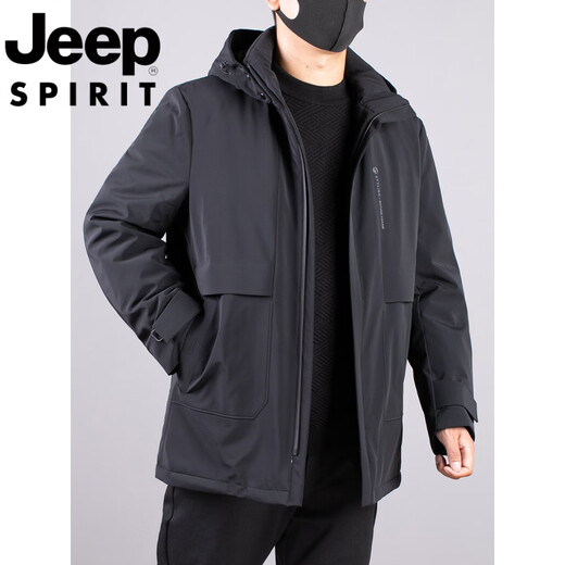JEEP SPIRIT Jeep international brand middle-aged men's winter large size mid-length down jacket plus fat plus size daddy outfit removable black #816 3XL recommended 170-180Jin Jin equals 0.5kg Select