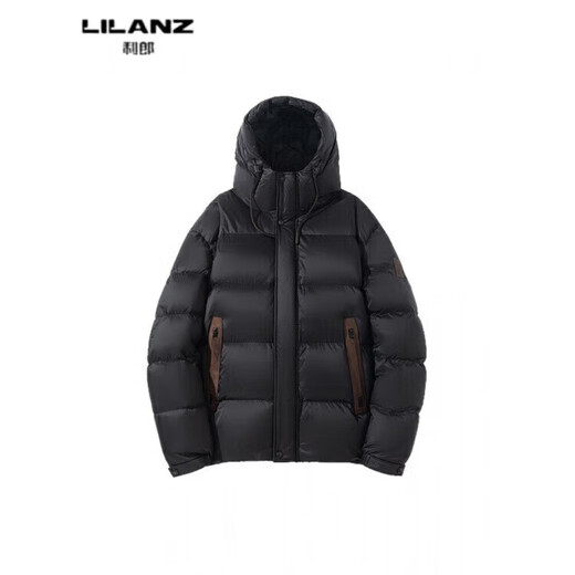 利郎（LILANZ）火山岩蓄热鸭绒羽绒服短款男士冬加厚保暖面包服休闲连帽外套 黑色 14XL (190)