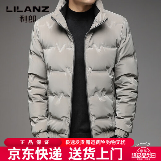 利郎（LILANZ）2026冬季新款男士中青年立领拉链白鸭绒时尚潮流保暖潮羽绒服外套 灰色 L