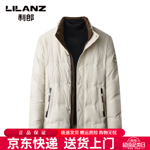 利郎（LILANZ）2026春秋冬季新款假两件拼接羽绒服男士商务休闲立领保暖夹克外套 黑色 M